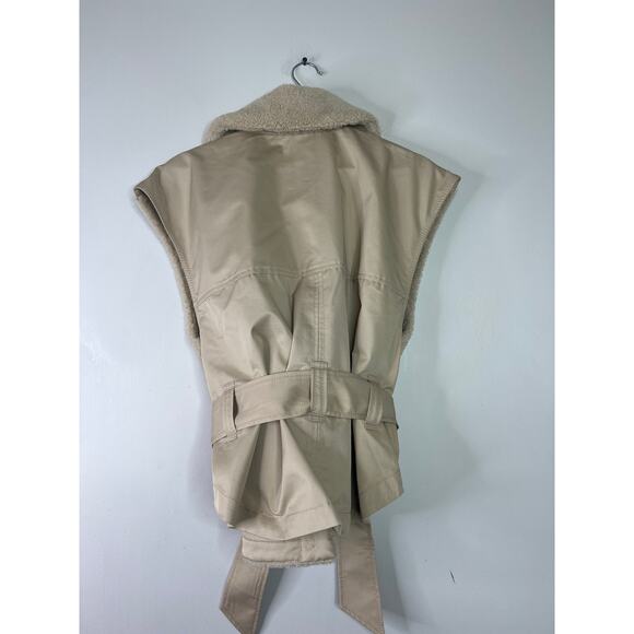 NWT Marissa Webb Frankie Sherpa Coated Canvas Belted Tan Vest Size: Medium - Picture 6 of 7
